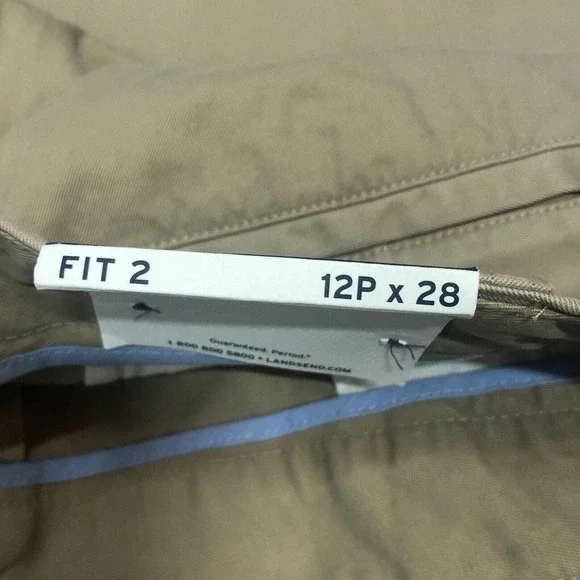 Lands End Pants Womens 12P Khaki‎ Straight Crop Chino Flat Front Minimalist New - Picture 9 of 11